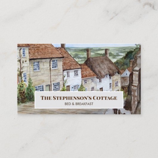 Gold Hill Shaftesbury Dorset England Waterverf Visitekaartje (Voorkant)