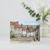 Gold Hill, Shaftesbury, Dorset Waterverf Painting Briefkaart (Staand voorkant)