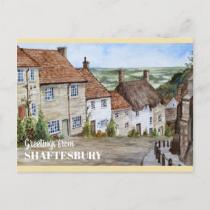 Gold Hill, Shaftesbury, Dorset Waterverf Painting Briefkaart