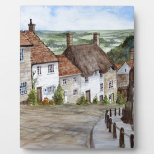 Gold Hill, Shaftesbury, Dorset Waterverf Painting Fotoplaat