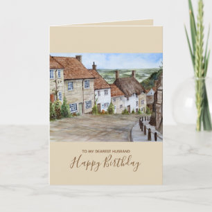 Gold Hill, Shaftesbury, Dorset Waterverf Painting Kaart
