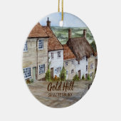 Gold Hill, Shaftesbury, Dorset Waterverf Painting Keramisch Ornament (Rechts)