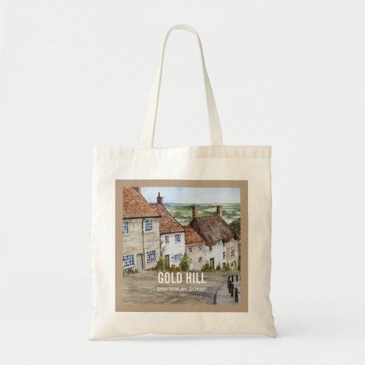 Gold Hill, Shaftesbury, Dorset Waterverf Painting Tote Bag (Voorkant)