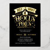 GOLD HOCUS POCUS Halloween Basparty Folie Uitnodiging (Voorkant)