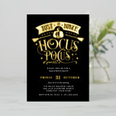 GOLD HOCUS POCUS Halloween Basparty Folie Uitnodiging (Staand Voorkant)