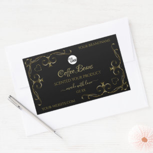 Gold hoeken op zwarte productlabels - Logo Rechthoekige Sticker