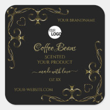 Gold  hoeken op zwarte productlabels - Logo