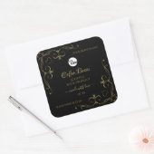 Gold hoeken op zwarte productlabels - Logo Vierkante Sticker (Envelop)
