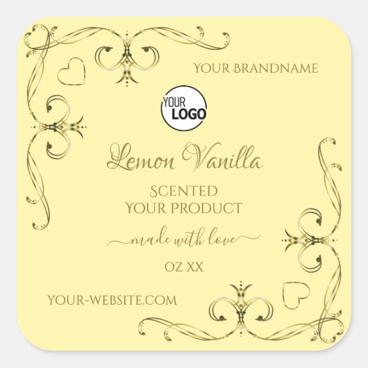 Gold  hoeken - Productlabels met Logo Vierkante Sticker (Voorkant)