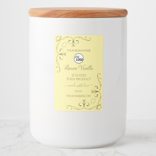 Gold  hoeken - Productlabels met Logo Voedselcontainer Etiket (Voorkant)