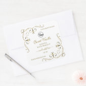 Gold  hoeken Witte Productlabels toevoegen Logo Vierkante Sticker (Envelop)