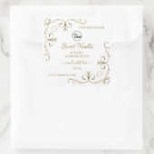 Gold  hoeken Witte Productlabels toevoegen Logo Vierkante Sticker (Tas)