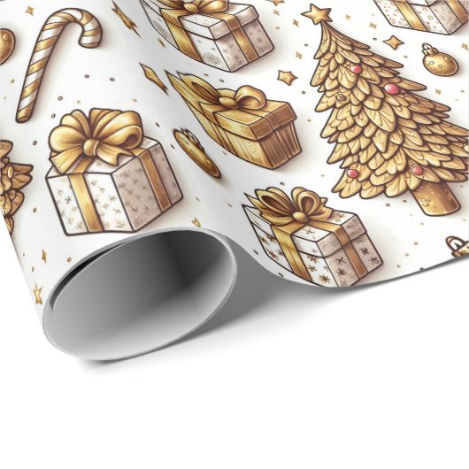 Gold Holiday Cadeaupapier (Rol Hoek)