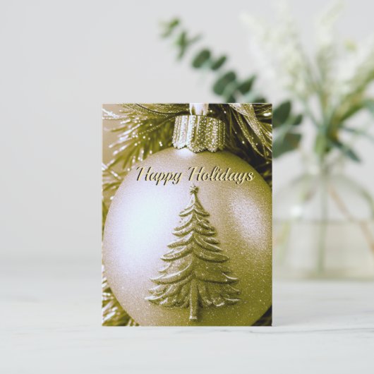 Gold Holiday Christmas Ball Briefkaart (Staand voorkant)