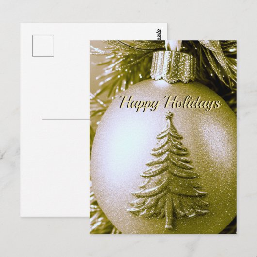 Gold Holiday Christmas Ball Briefkaart (Voorkant / Achterkant)