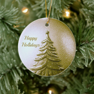 Gold Holiday Christmas Ball Ornament