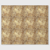Gold Holiday Christmas Metallic Damask Elegant Cadeaupapier (Vlak)