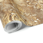 Gold Holiday Christmas Metallic Damask Elegant Cadeaupapier (Rol Hoek)