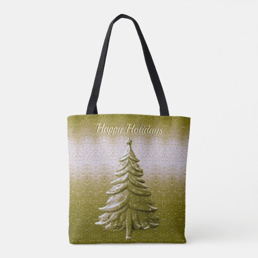 Gold Holiday Christmas Tree Canvas tas (Achterkant)