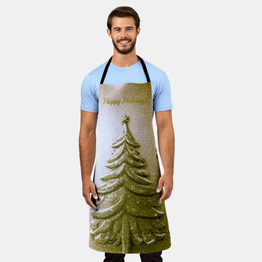 Gold Holiday Christmas Tree Schort (Gedragen)