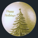 Gold Holiday Christmas Tree Sticker<br><div class="desc">Mooie gouden vakantie kerstboom Sticker</div>