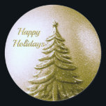 Gold Holiday Christmas Tree Sticker<br><div class="desc">Mooie gouden vakantie kerstboom Sticker</div>