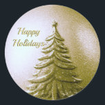 Gold Holiday Christmas Tree Sticker<br><div class="desc">Mooie gouden vakantie kerstboom Sticker</div>