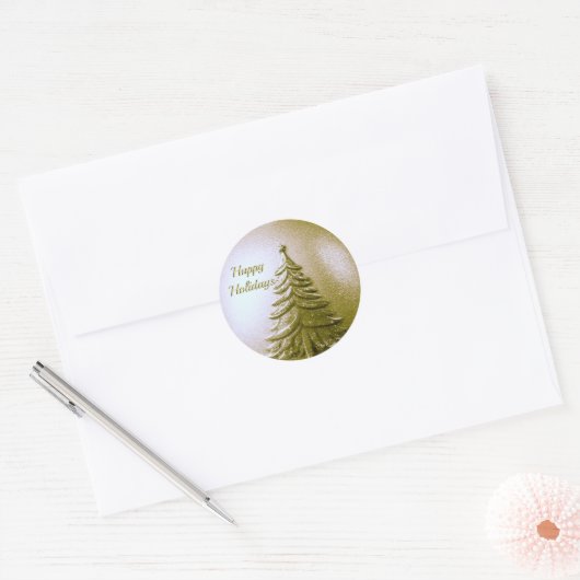 Gold Holiday Christmas Tree Sticker (Envelop)