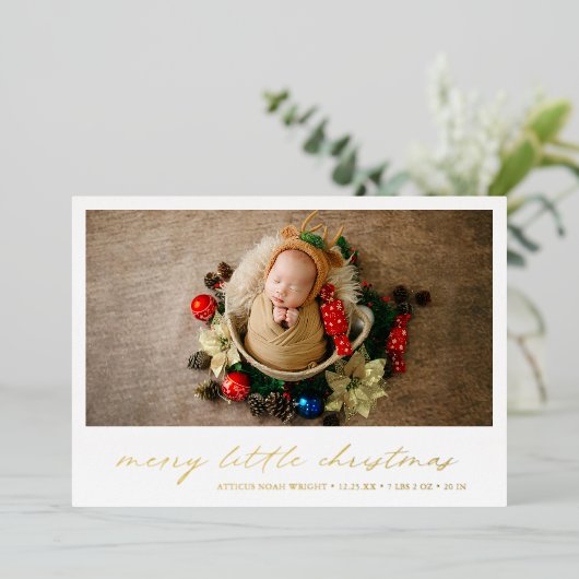 Gold Holiday Fotokerstfeest aankondiging (Staand Voorkant)