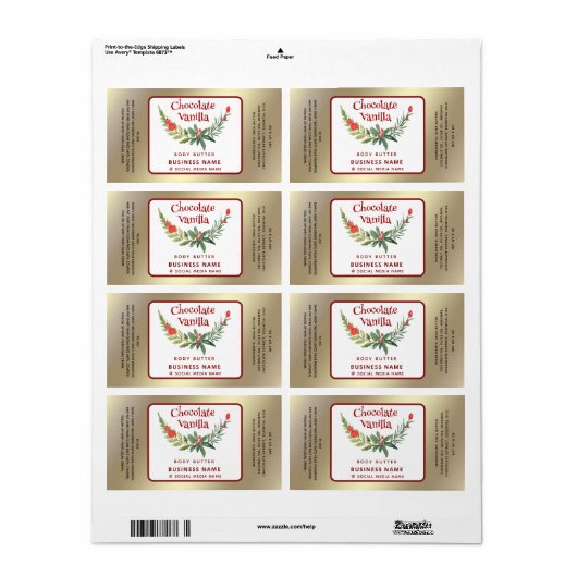 Gold Holiday holly brunch typografie product Etiket (Full Sheet)