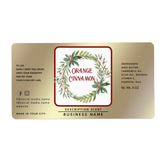 Gold Holiday - holly met eenvoudig product Etiket (Voorkant)