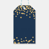 Gold Holiday Kerstmis Glitter Confetti Navy Cadeaulabel (Achterkant)