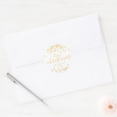 Gold Holiday Kerstmis Glitter Confetti White Ronde Sticker (Envelop)