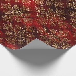 Gold Holiday - kerstmis met sparkle Damask Elegant Cadeaupapier
