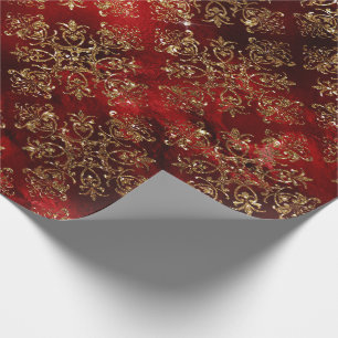 Gold Holiday - kerstmis met sparkle Damask Elegant Cadeaupapier