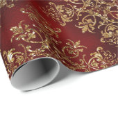 Gold Holiday - kerstmis met sparkle Damask Elegant Cadeaupapier (Rol Hoek)