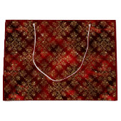 Gold Holiday Kerstmis Metallic Damask Elegant Groot Cadeauzakje (Voorkant)