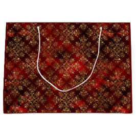 Gold Holiday Kerstmis Metallic Damask Elegant Groot Cadeauzakje