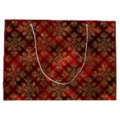 Gold Holiday Kerstmis Metallic Damask Elegant Groot Cadeauzakje (Achterkant)