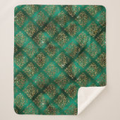 Gold Holiday Kerstmis Metallic Damask Elegant Sherpa Deken (Voorkant)