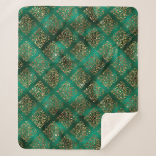 Gold Holiday Kerstmis Metallic Damask Elegant Sherpa Deken