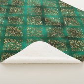 Gold Holiday Kerstmis Metallic Damask Elegant Sherpa Deken (3/4)