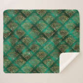 Gold Holiday Kerstmis Metallic Damask Elegant Sherpa Deken (Voorkant (horizontaal))