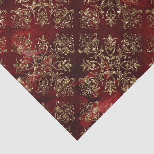 Gold Holiday Kerstmis Metallic Damask Elegant Tissuepapier (Detail)