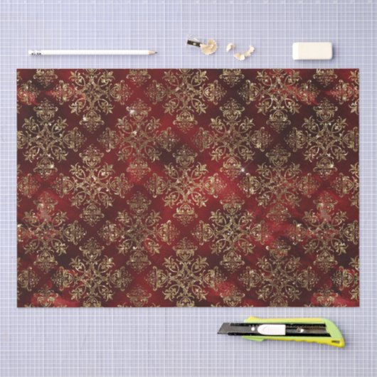 Gold Holiday Kerstmis Metallic Damask Elegant Tissuepapier (Craft)