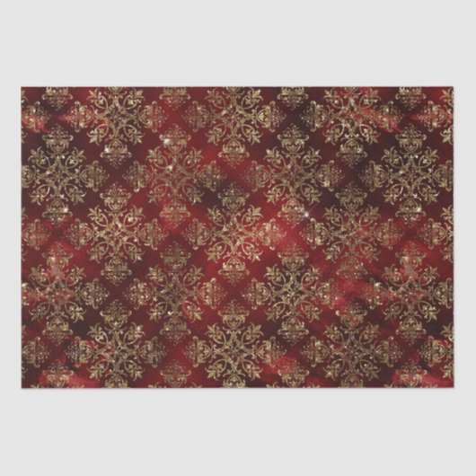 Gold Holiday Kerstmis Metallic Damask Elegant Tissuepapier (Voorkant)