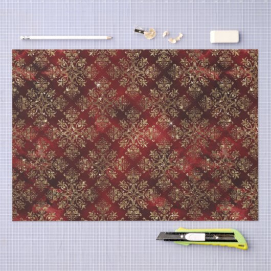 Gold Holiday - kerstmis - Ontlegant Damask Tissuepapier (Craft)