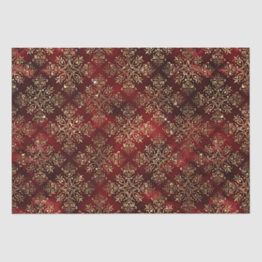 Gold Holiday - kerstmis - Ontlegant Damask Tissuepapier (Voorkant)