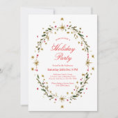 Gold Holiday Party Festive Christmas Wreath  Kaart (Voorkant)