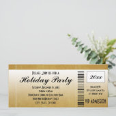 Gold Holiday Party Ticket Uitnodiging (Staand voorkant)